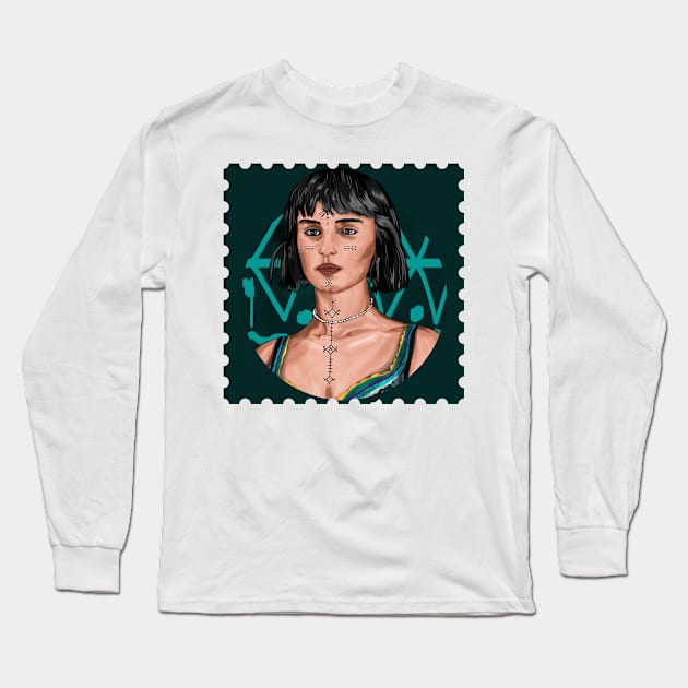 Berber Woman with tatto Long Sleeve T-Shirt by Stamp